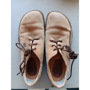 BORN Hand Crafted Shoes  Leather Lace Up Tree Carved on Bottom Sole Sz 8 Unique